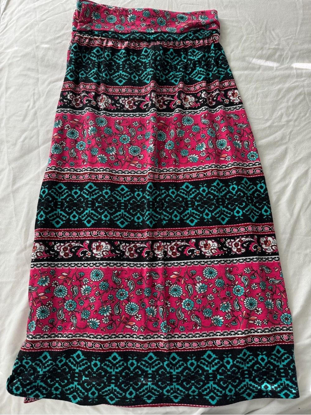 Joe B Pink and Teal Floral Boho Maxi Skirt Girls Size Medium